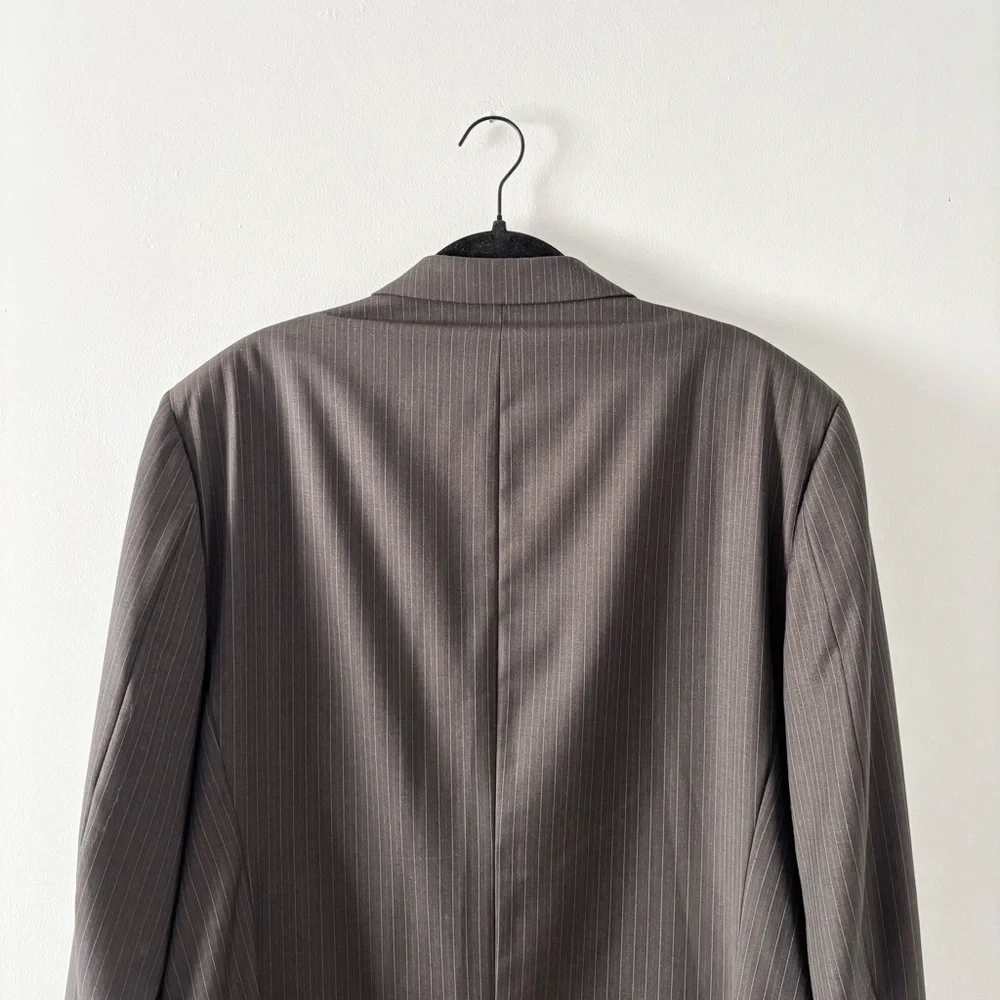 Burberry Men’s Vintage Wool Kensington Blazer Suit Jacket Pinstripe Button Front